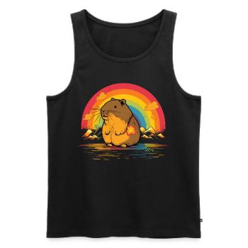 Capybara capybara arc-en-ciel - Débardeur bio Premium Homme - noir - Devant - Michal (187cm)