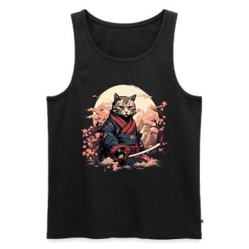 Ninja Cat Samurai Artwork - Men's Premium Organic Tank Top - black - Front - AI Model Male 178 light (178cm)