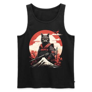 Ancient Japan Warrior Ninja Cat | Samurai Kitty - Männer Premium Bio Tank Top - Schwarz - Vorne - AI Model Male 178 light (178cm)