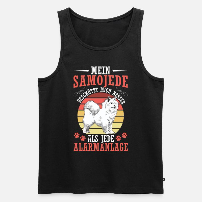 Samojede beschützt mich Samojedenspitz - Männer Premium Bio Tank Top - Schwarz
