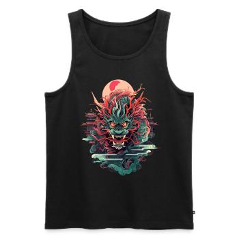 Tokyo Asie 80s Dragon Dragon Rétro Japonais - Débardeur bio Premium Homme - noir - Devant - Michal (187cm)