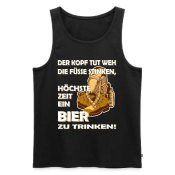 Kopf tut weh, Füße stinken Wanderung und Bier - Männer Premium Bio Tank Top - Schwarz - Vorne - Michal (187cm)