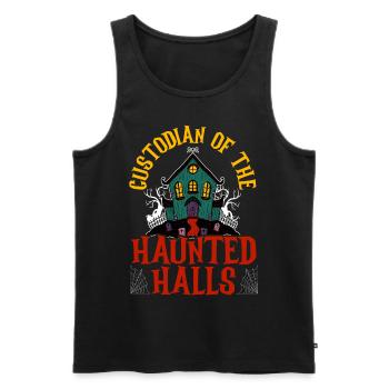 Guardians of the Haunted Halls Caretaker Halloween - Men's Premium Organic Tank Top - black - Front - AI Model Male 178 light (178cm)