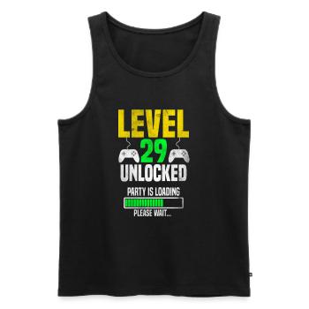 Niveau 29 déverrouillé – La fête se charge - Débardeur bio Premium Homme - noir - Devant - Michal (187cm)