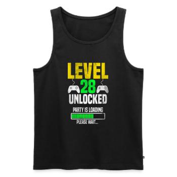 Level 28 unlocked – Party is loading - Männer Premium Bio Tank Top - Schwarz - Vorne - AI Model Male 178 light (178cm)