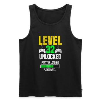 Level 32 unlocked – Party is loading - Männer Premium Bio Tank Top - Schwarz - Vorne - AI Model Male 178 light (178cm)