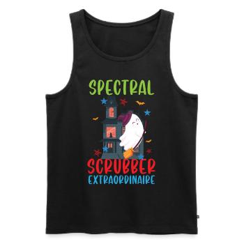 Spectral Scrubber Extraordinaire Caretaker Hello - Men's Premium Organic Tank Top - black - Front - AI Model Male 178 light (178cm)