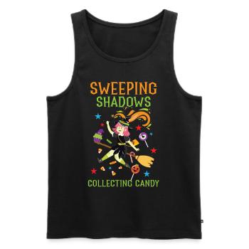 Sweeping Shadows Collecting Candy Halloween - Men's Premium Organic Tank Top - black - Front - AI Model Male 178 light (178cm)
