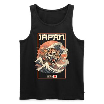 Tokyo Asie 80s Rétro Tiger Japonais - Débardeur bio Premium Homme - noir - Devant - AI Model Male 178 light (178cm)