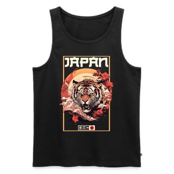 Tokyo Asie 80s Rétro Tiger Japonais - Débardeur bio Premium Homme - noir - Devant - AI Model Male 178 light (178cm)