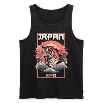 Tokyo Asie 80s Rétro Tiger Japonais - Débardeur bio Premium Homme - noir - Devant - AI Model Male 178 light (178cm)