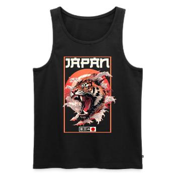 Tokyo Asie 80s Rétro Tiger Japonais - Débardeur bio Premium Homme - noir - Devant - AI Model Male 178 light (178cm)