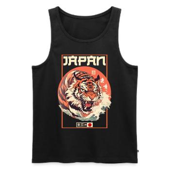 Tokyo Asie 80s Rétro Tiger Japonais - Débardeur bio Premium Homme - noir - Devant - AI Model Male 178 light (178cm)