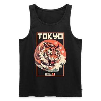 Tokyo Asie 80s Rétro Tiger Japonais - Débardeur bio Premium Homme - noir - Devant - AI Model Male 178 light (178cm)