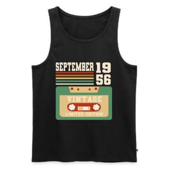 66. Geburtstag September Jahrgang 1957 Vintage - Männer Premium Bio Tank Top - Schwarz - Vorne - Michal (187cm)