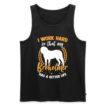I work hard for my Broholmer - Men's Premium Organic Tank Top - black - Front - Michal (187cm)