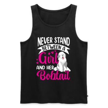 Girl and her Bobtail Old English Sheepdog - Men's Premium Organic Tank Top - black - Front - Michal (187cm)