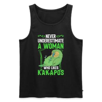 Frau mit Kakapo Neuseeland Papagei - Männer Premium Bio Tank Top - Schwarz - Vorne - Michal (187cm)