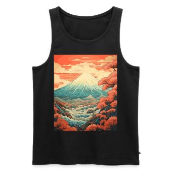 Impression d’art paysager japonais du mont Fuji - Débardeur bio Premium Homme - noir - Devant - Michal (187cm)