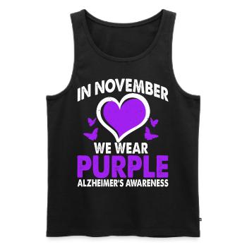 In November we wear the purple Alzheimer's - Men's Premium Organic Tank Top - black - Front - Michal (187cm)