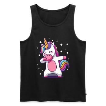 Dab Dabbing Licorne Dabbing Danse de la licorne - Débardeur bio Premium Homme - noir - Devant - AI Model Male 178 light (178cm)