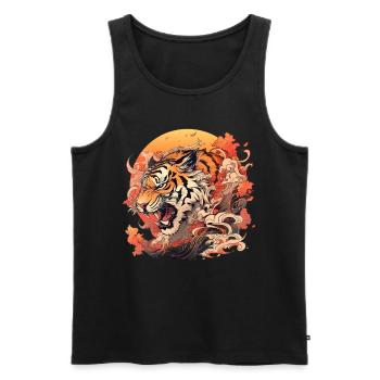 Tokyo Asie 80s Rétro Tiger Japonais - Débardeur bio Premium Homme - noir - Devant - AI Model Male 178 light (178cm)
