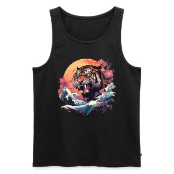 Tokyo Asie 80s Rétro Tiger Japonais - Débardeur bio Premium Homme - noir - Devant - AI Model Male 178 light (178cm)
