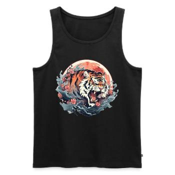 Tokyo Asie 80s Rétro Tiger Japonais - Débardeur bio Premium Homme - noir - Devant - AI Model Male 178 light (178cm)