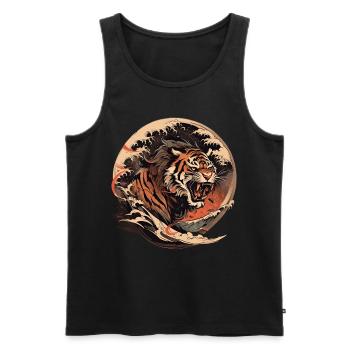 Tokyo Asie 80s Rétro Tiger Japonais - Débardeur bio Premium Homme - noir - Devant - AI Model Male 178 light (178cm)
