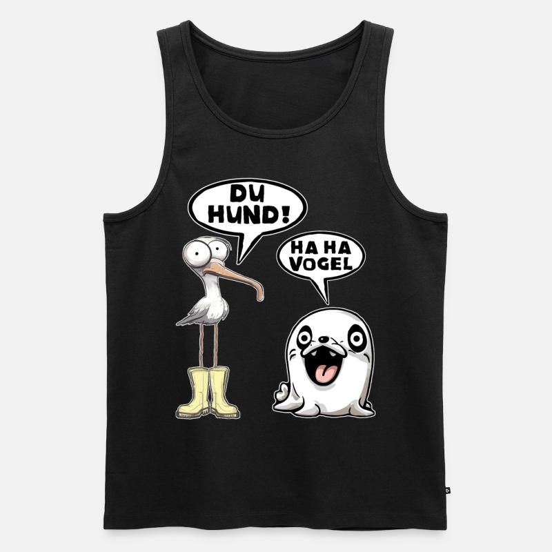 Seehund Möwe Vogel Hund - Männer Premium Bio Tank Top - Schwarz
