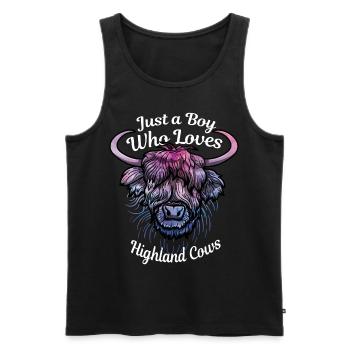 Juste un garçon qui aime les vaches des Highlands - Débardeur bio Premium Homme - noir - Devant - Michal (187cm)