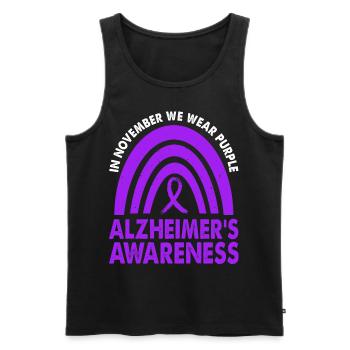 In November we wear the purple Alzheimer's - Men's Premium Organic Tank Top - black - Front - Michal (187cm)