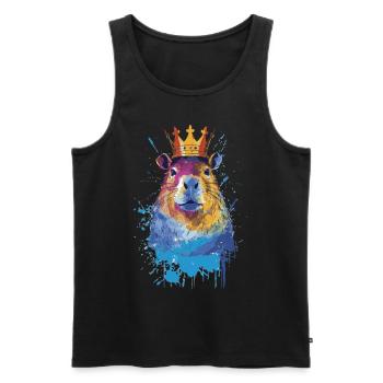 Capybara avec couronne capybara - Débardeur bio Premium Homme - noir - Devant - Michal (187cm)