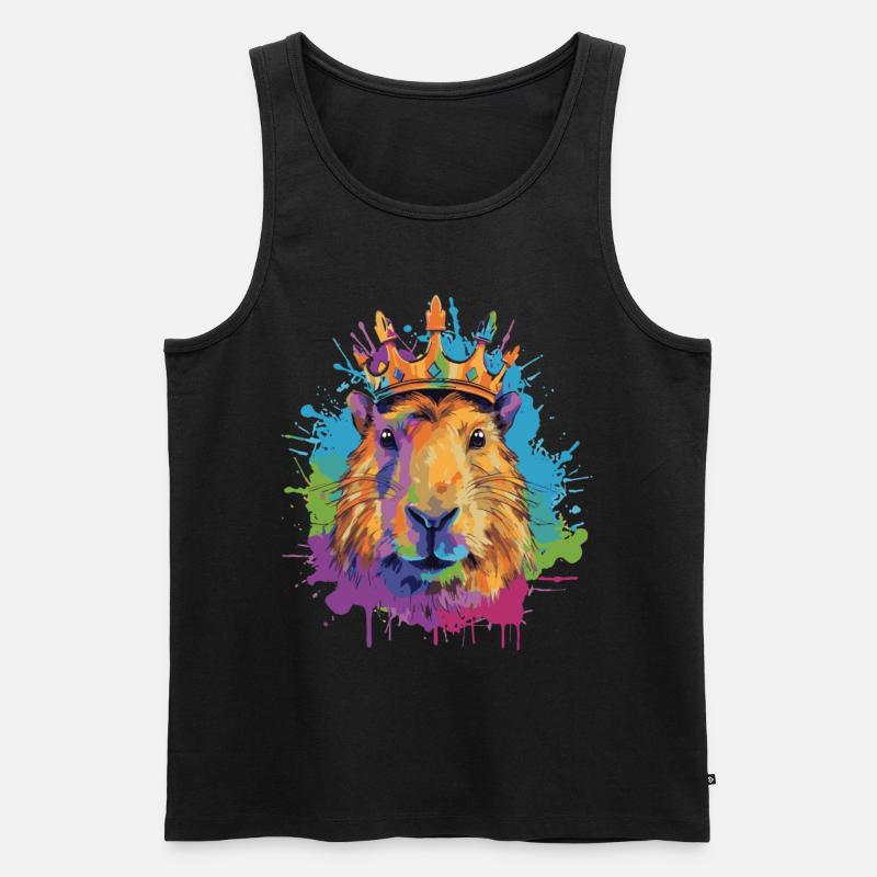 Capybara with crown capybara - Men's Premium Organic Tank Top - black