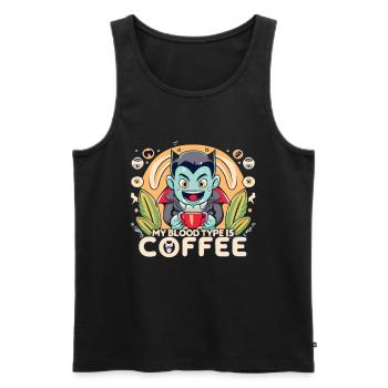Mon groupe sanguin est café - Débardeur bio Premium Homme - noir - Devant - Michal (187cm)