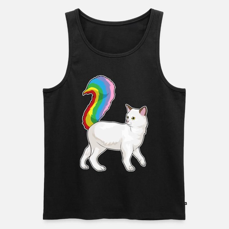 Katze Regenbogen - Männer Premium Bio Tank Top - Schwarz
