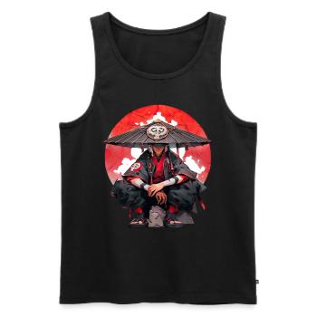 Asia 80s Japanese Retro Samurai Samurai - Men's Premium Organic Tank Top - black - Front - Michal (187cm)
