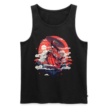 Asia 80s Japanese Retro Samurai Samurai - Men's Premium Organic Tank Top - black - Front - Michal (187cm)