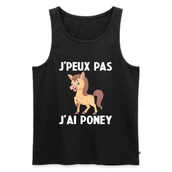Je Peux Pas J'ai Poney - Débardeur bio Premium Homme - noir - Devant - Michal (187cm)