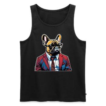 French Bulldog T Shirt For Men And Women - Männer Premium Bio Tank Top - Schwarz - Vorne - AI Model Male 178 light (178cm)
