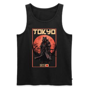 Asia 80s Japanese Retro Samurai Samurai - Men's Premium Organic Tank Top - black - Front - Michal (187cm)