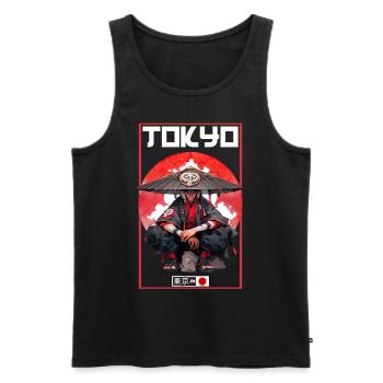 Asia 80s Japanese Retro Samurai Samurai - Men's Premium Organic Tank Top - black - Front - Michal (187cm)