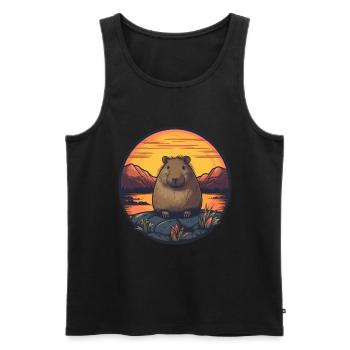Capybara Cadeau Capybara - Débardeur bio Premium Homme - noir - Devant - Michal (187cm)