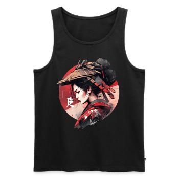 Asia 80s Japanese Retro Samurai Samurai - Men's Premium Organic Tank Top - black - Front - Michal (187cm)