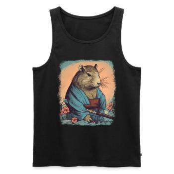 Capybara Samurai Wasserschwein - Men's Premium Organic Tank Top - black - Front - Michal (187cm)
