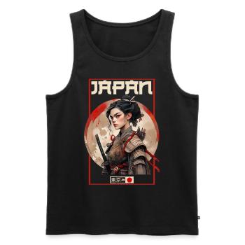 Asia 80s Japanese Retro Samurai Samurai - Men's Premium Organic Tank Top - black - Front - Michal (187cm)