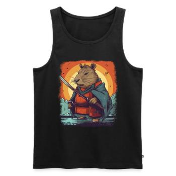 Capybara Samurai Wasserschwein - Men's Premium Organic Tank Top - black - Front - Michal (187cm)