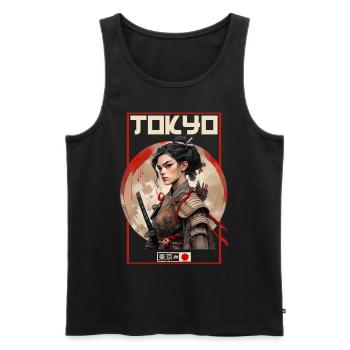 Asia 80s Japanese Retro Samurai Samurai - Men's Premium Organic Tank Top - black - Front - Michal (187cm)
