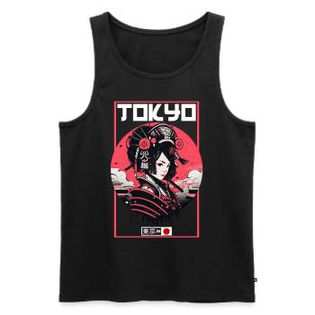 Asia 80s Japanese Retro Samurai Samurai - Men's Premium Organic Tank Top - black - Front - Michal (187cm)