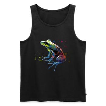 Grenouille colorée - Débardeur bio Premium Homme - noir - Devant - AI Model Male 178 light (178cm)